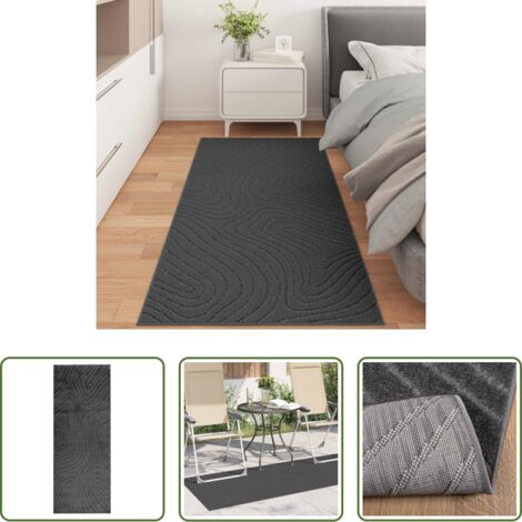 Alfombra antracita -  Alfombras de área PALMERAS Antracita 150 x 80 cm Poliéster