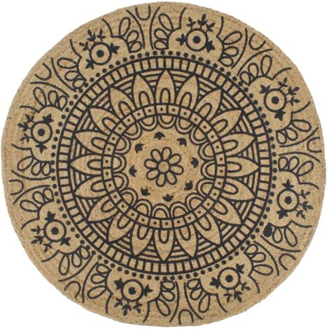 Alfombra artesanal en yute con impresión marina de 150 cm - 17266