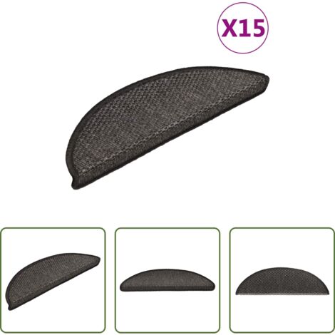 Alfombra autoadhesiva -  Alfombra autoadhesiva escalera sisal 15 uds antracita 56x17x3cm