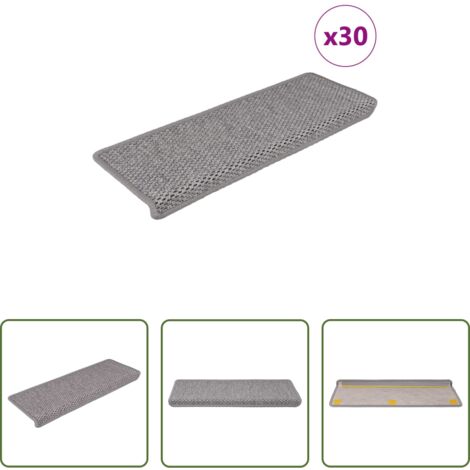 Alfombra autoadhesiva -  Alfombra autoadhesiva escalera sisal 30 uds 65x21x4 cm plateado