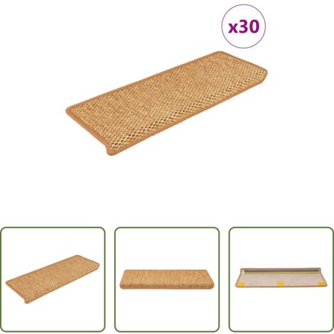 Alfombra autoadhesiva -  Alfombra autoadhesiva escalera sisal 30 uds 65x21x4 cm sisal