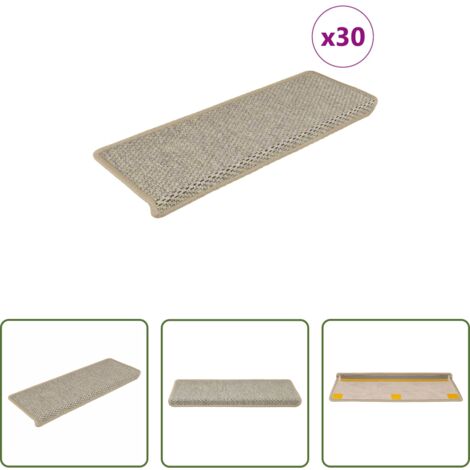 Alfombra autoadhesiva -  Alfombra autoadhesiva escalera sisal 30 uds 65x21x4 cm verde claro