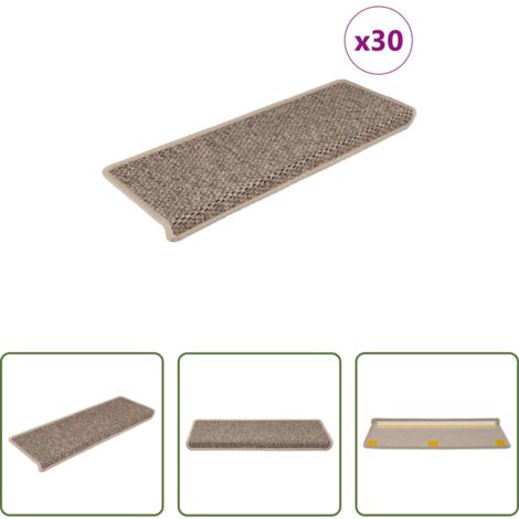 Alfombra autoadhesiva -  Alfombra autoadhesiva escalera sisal 30 uds beige oscuro