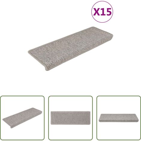 Alfombra autoadhesiva -  Alfombrilla autoadhesiva escalera sisal 15 uds 65x21x4 cm