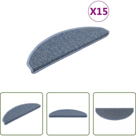 Alfombra autoadhesiva -  Alfombrilla autoadhesiva escalera sisal 15 uds azul 65x21x4 cm