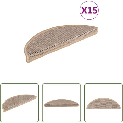Alfombra autoadhesiva -  Alfombrilla autoadhesiva escalera sisal 15 uds beige 56x17x3 cm