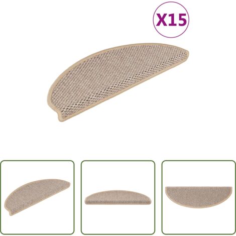 Alfombra autoadhesiva -  Alfombrilla autoadhesiva escalera sisal 15 uds beige 65x21x4 cm