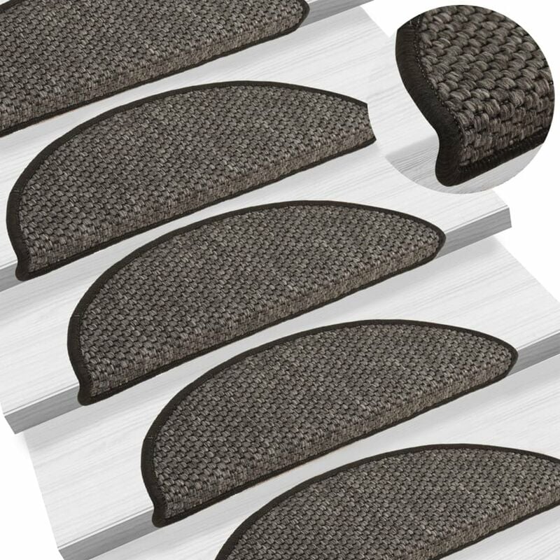 

Happyshopping - Alfombra autoadhesiva escalera sisal 15 uds antracita 56x20 cm