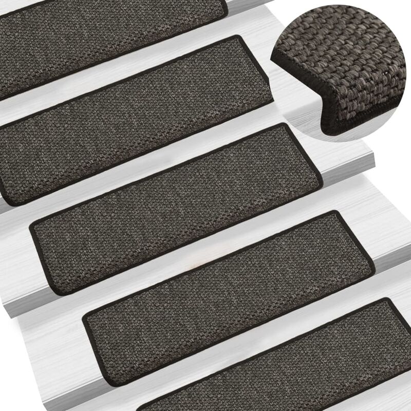 

Alfombra autoadhesiva escalera sisal 15 uds antracita 65x25 cm