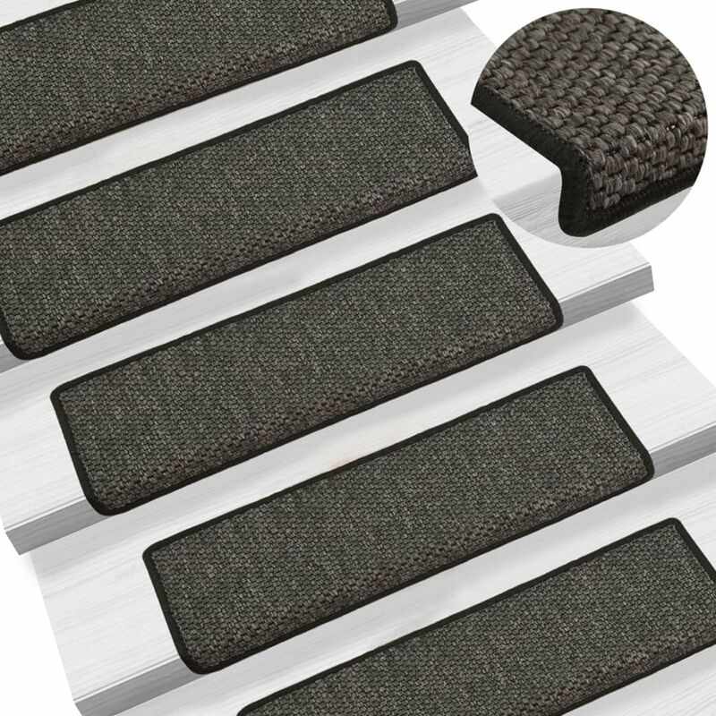 

Alfombra autoadhesiva escalera sisal 15 uds antracita 65x25 cm