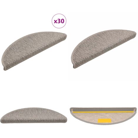 Alfombra autoadhesiva escalera sisal 30 uds 56x17x3 cm plateado - Alfombra autoadhesiva - Alfombra sisal
