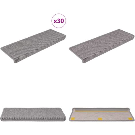 Alfombra autoadhesiva escalera sisal 30 uds 65x21x4 cm plateado - Alfombra autoadhesiva - Alfombra sisal