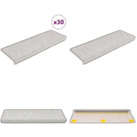 Alfombra autoadhesiva escalera sisal 30 uds 65x21x4 cm Platina - Alfombra autoadhesiva - Escalera sisal