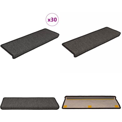 Alfombra autoadhesiva escalera sisal 30 uds 65x21x4cm antracita - Alfombra autoadhesiva - Escalera sisal