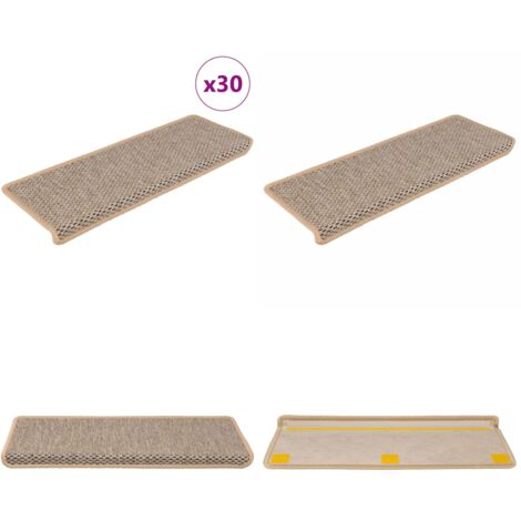 Alfombra autoadhesiva escalera sisal 30 uds beige claro - Alfombra autoadhesiva - Escalera