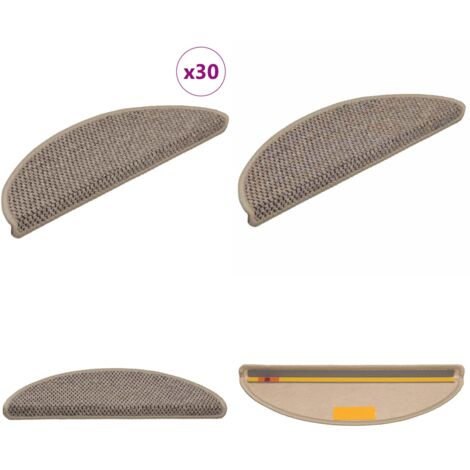 Alfombra autoadhesiva escalera sisal 30 uds beige oscuro - Alfombra autoadhesiva - Alfombra sisal