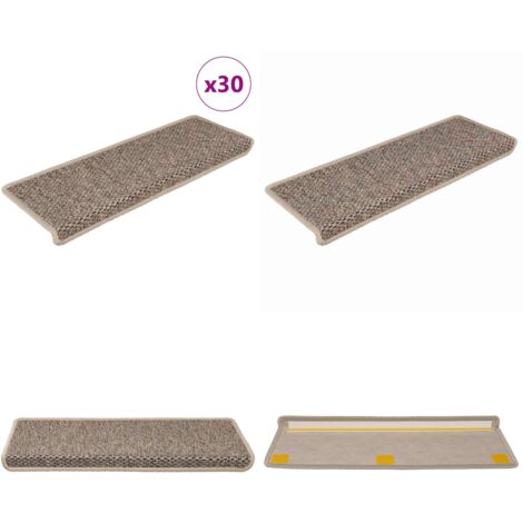 Alfombra autoadhesiva escalera sisal 30 uds beige oscuro - Alfombra autoadhesiva - Escalera con alfombra