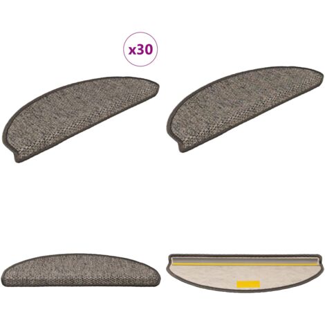 Alfombra autoadhesiva escalera sisal 30 uds gris y beige - Alfombra autoadhesiva - Alfombra sisal