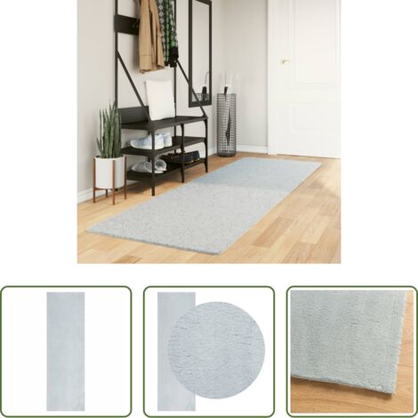 Alfombra azul -  Alfombra de pelo corto suave lavable HUARTE azul 80x250 cm