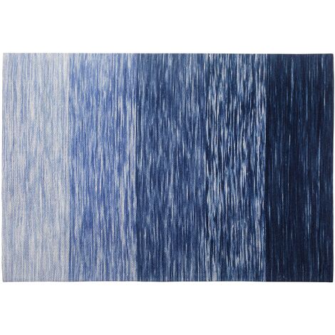 Alfombra azul de lana y poliéster 140 x 200 cm tejida a mano diseño moderno Kapakli
