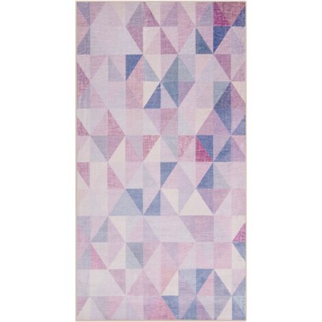 Alfombra azul gris 80 x 150 cm alfombra con motivo de triángulo moderno contemporáneo Kartepe