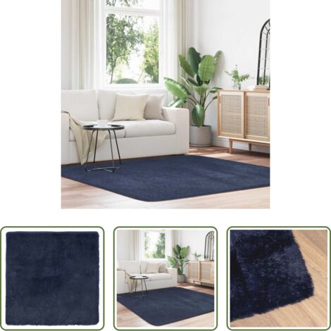 Alfombra azul marino -  Alfombra de pelo largo NAVARRA azul marino 200x200 cm poliéster