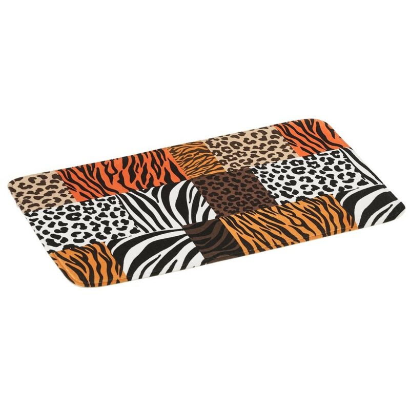 

Alfombra de baño de animal print marrón de microfibra de 70x45 cm