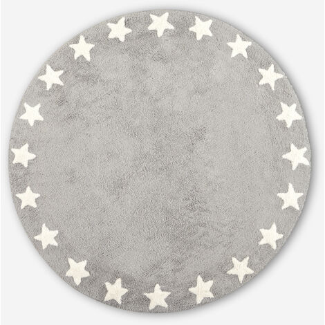 ALFOMBRA BATMATH REDONDA ESTRELLAS GREY Ø90