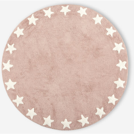 ALFOMBRA BATMATH REDONDA ESTRELLAS ROSA Ø140