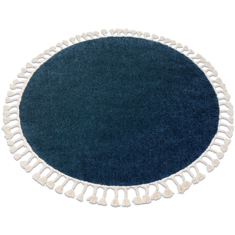 

Alfombra BERBER 9000 circulo azul oscuro Franjas Bereber Marroquí Shaggy Tonos de azul circulo 120 cm