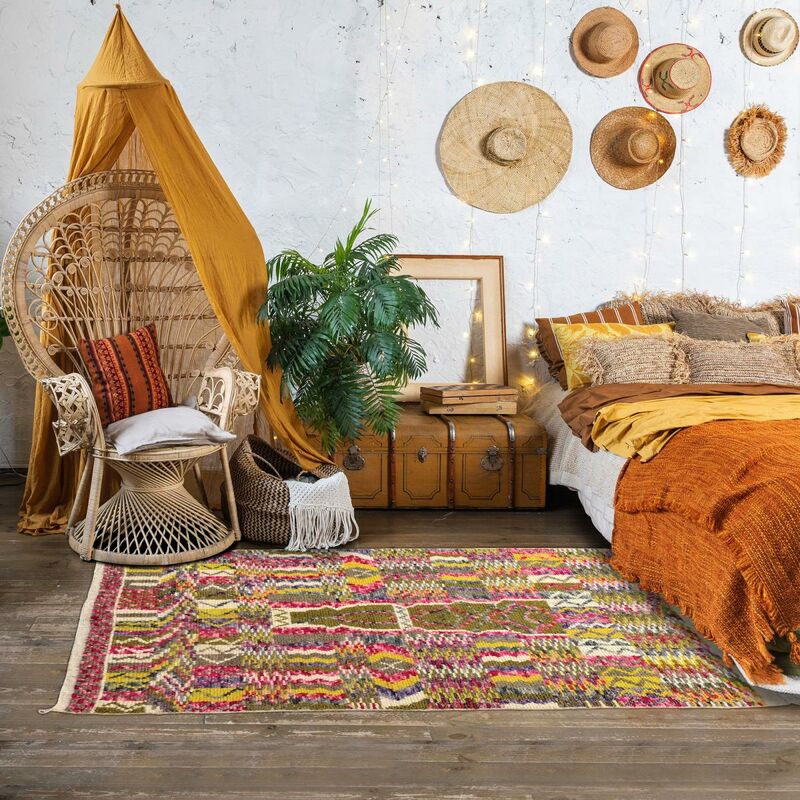 

Berber Carpet Berbre Azillal 22 en lana multicolor - Multicolore