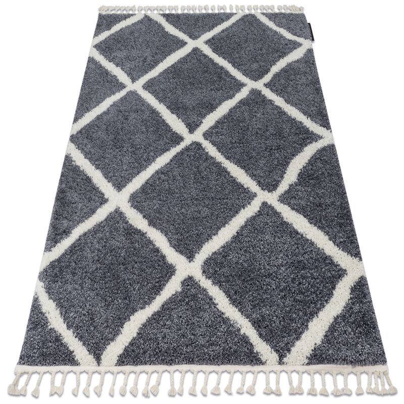 

Alfombra BERBER Cuadriculado B5950 gris/blanco Franjas Bereber Marroquí Shaggy Tonos de gris y plata 120x170 cm