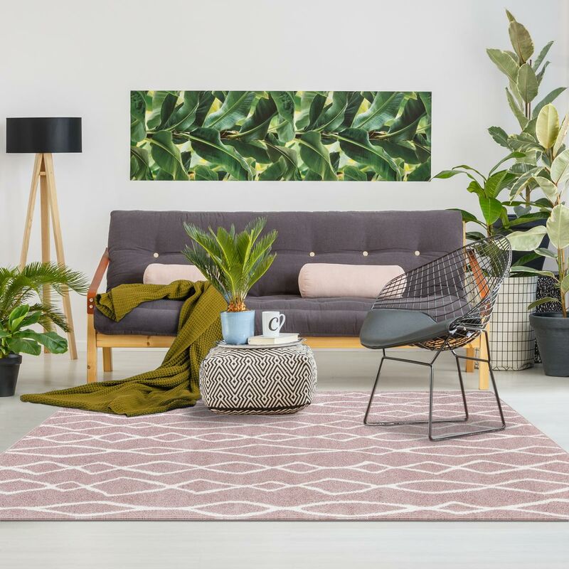 

Berber Carpet Balanio Style en Ecru Polypropylene - Rose