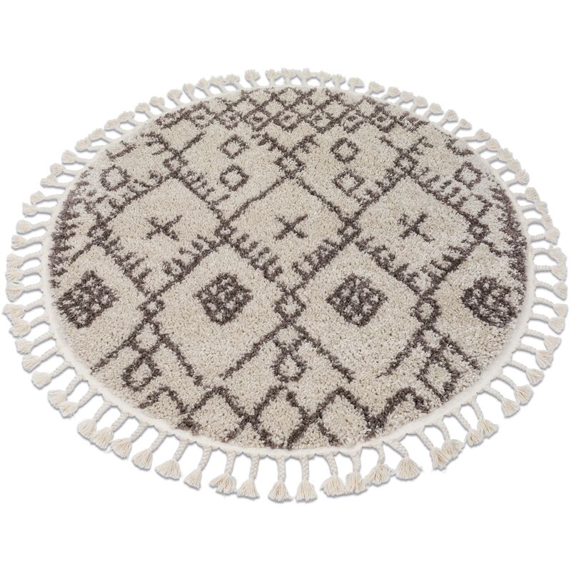 

Alfombra BERBER TANGER B5940 círculo crema/marrón Franjas Bereber Marroquí Shaggy Tonos de beige circulo 160 cm