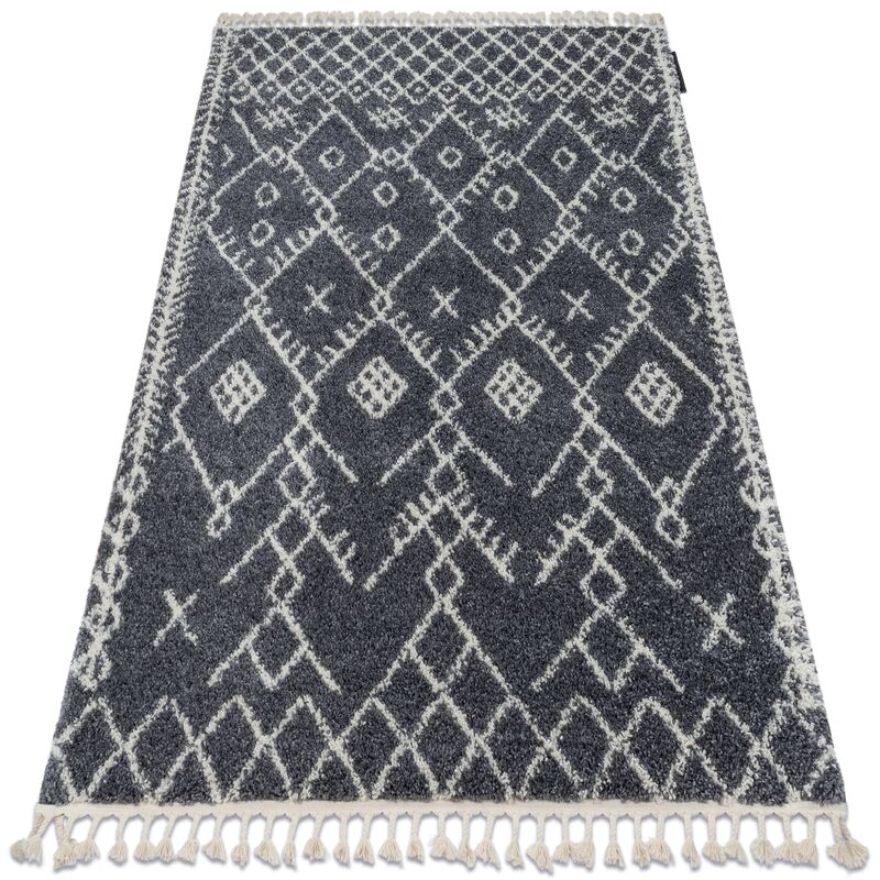 

Rugsx - Alfombra BERBER TANGER B5940 gris/blanco Franjas Bereber Marroquí Shaggy Tonos de gris y plata 140x190 cm