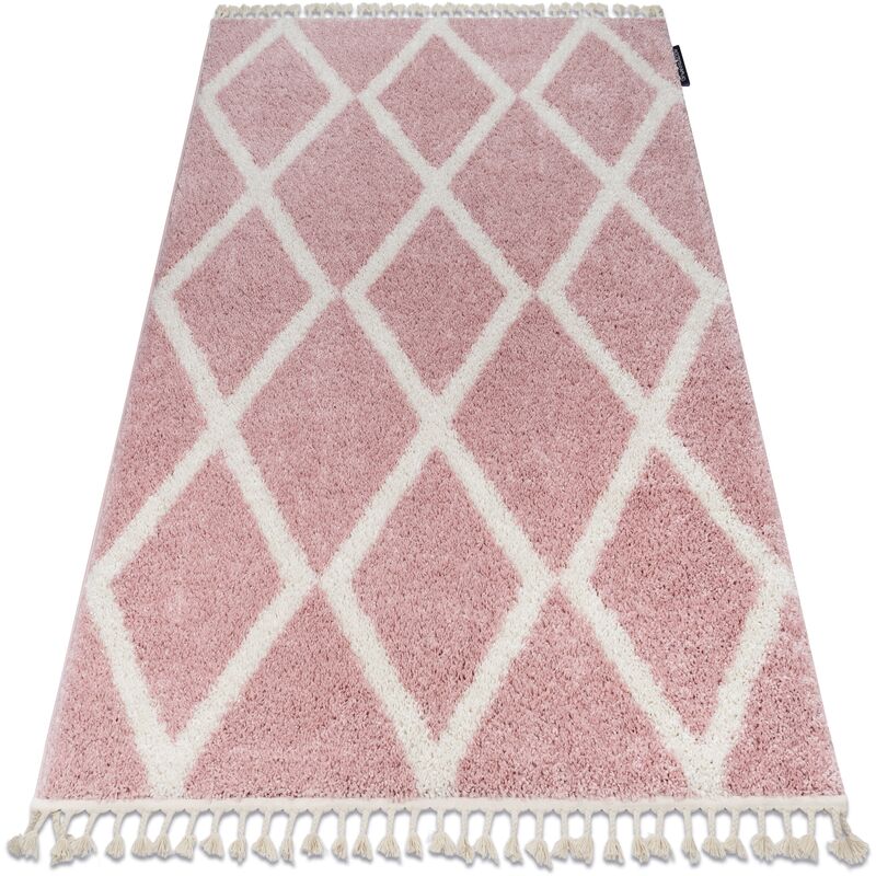 

Alfombra BERBER TROIK A0010 rosa/blanco Franjas Bereber Marroquí Shaggy Tonos de rosa 120x170 cm