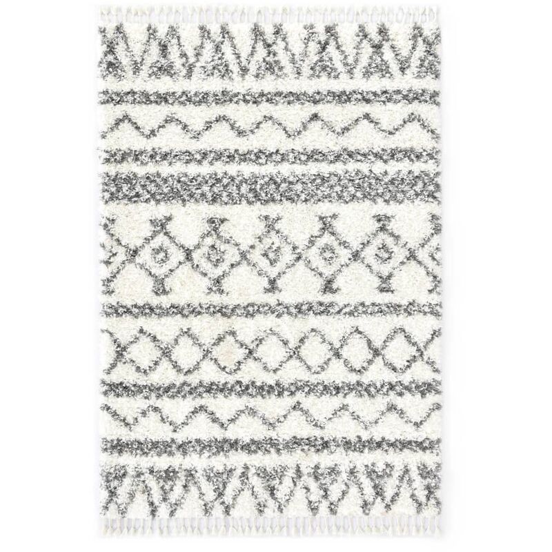 

vidaXL Alfombra bereber peluda PP beige y gris 140x200 cm - Beige