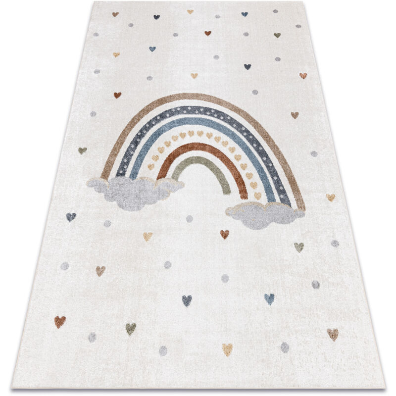 Alfombra BONO 724 ARCO IRIS, CORAZÓN crema / gris claro multicolour 140x190 cm