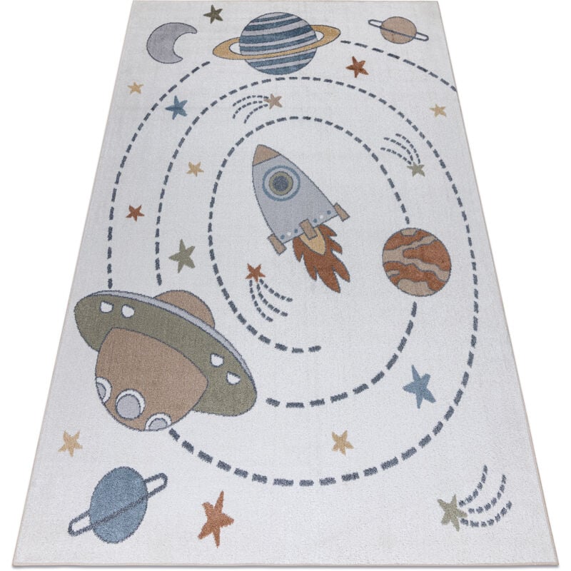 Alfombra BONO 8288 Espacio, planetas crema / antracita multicolour 120x170 cm