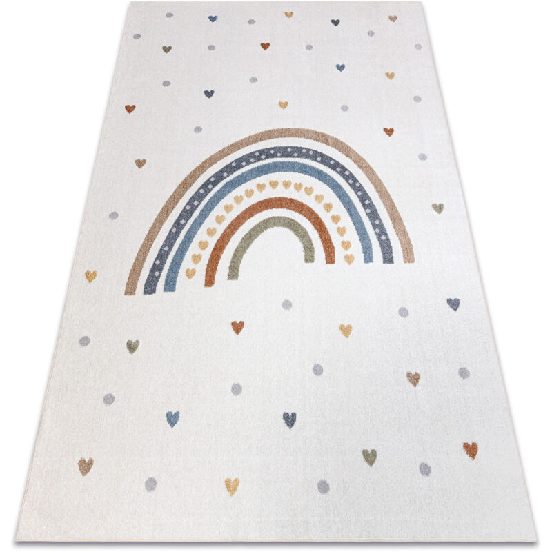 Alfombra BONO 8302 Arcoíris, corazones crema / marrón multicolour 120x170 cm