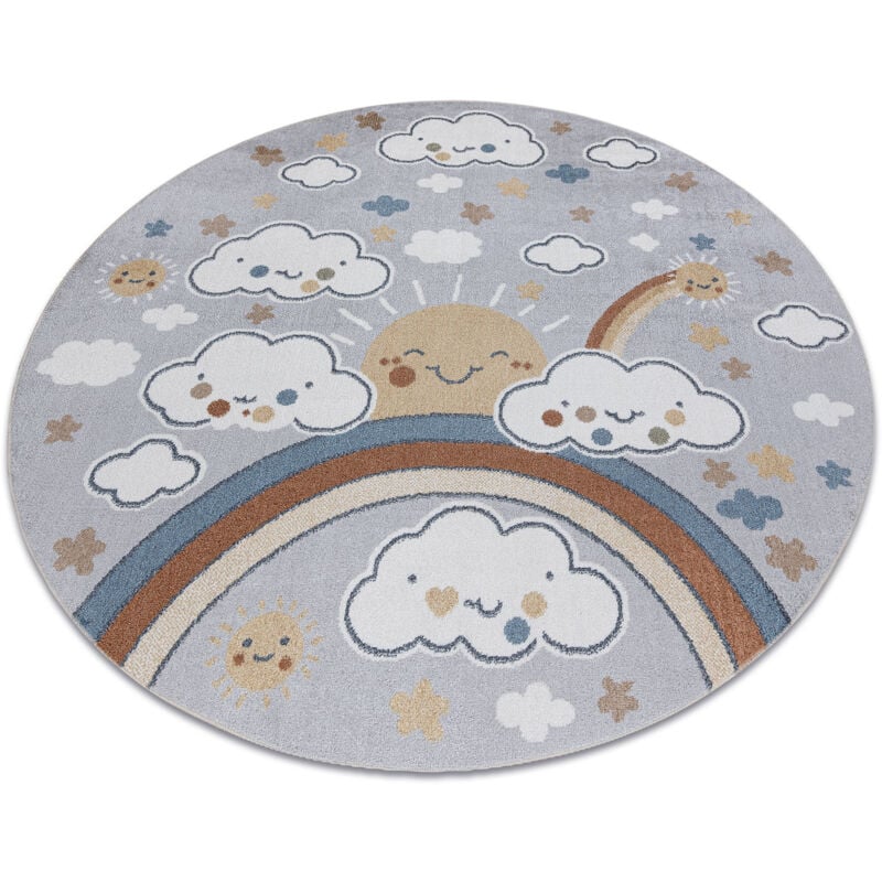 Alfombra BONO 8437 círculo nubes, cielo, gris claro / crema grey circulo 160 cm