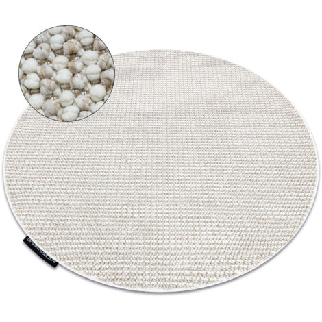 Alfombra CASABLANCA LOOP círculo blanco / beige, lazo, suave beige circulo 150 cm