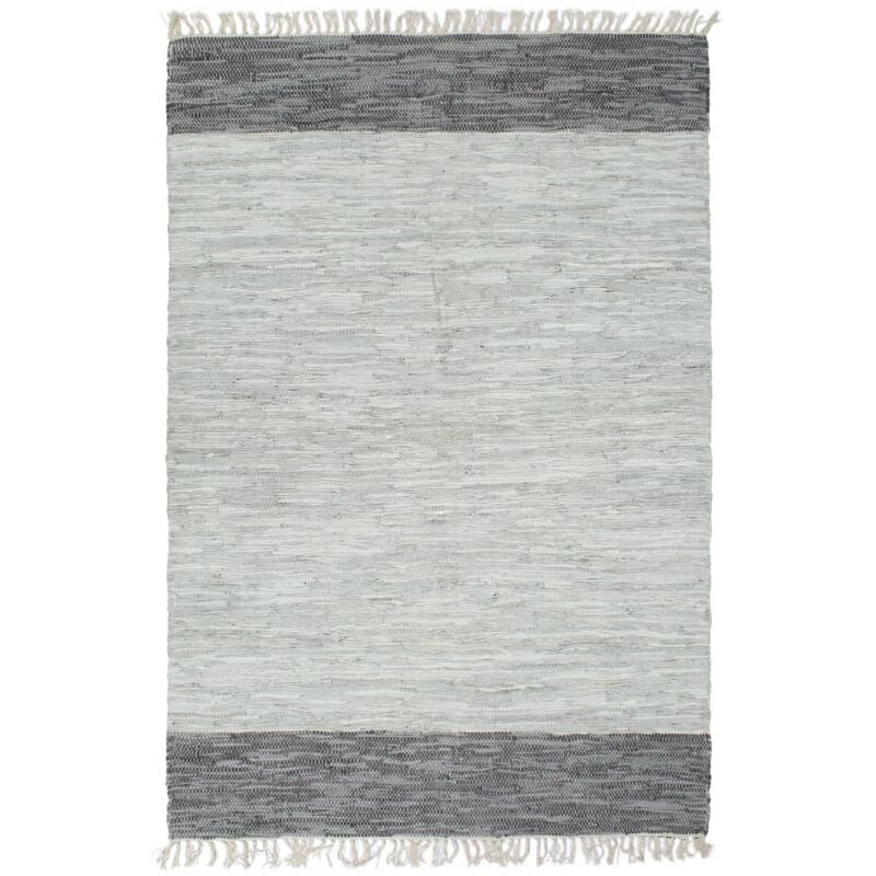 

Alfombra chindi tejida a mano cuero 120x170 cm gris