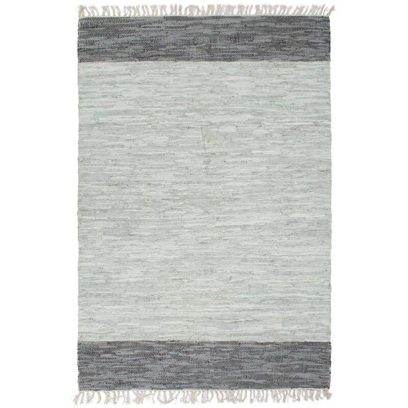 

Alfombra chindi tejida a mano cuero 160x230 cm gris