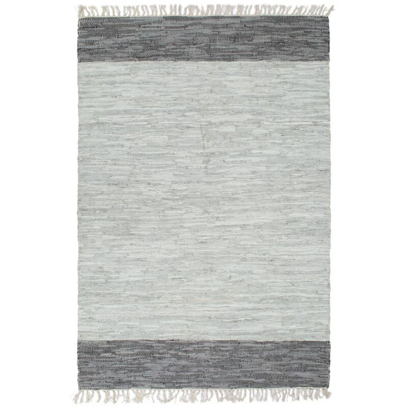 

Alfombra chindi tejida a mano cuero 160x230 cm gris - Gris
