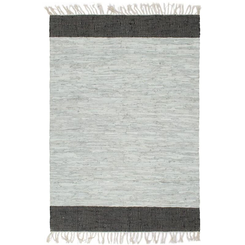 

Alfombra chindi tejida a mano cuero 160x230 cm gris claro/negro