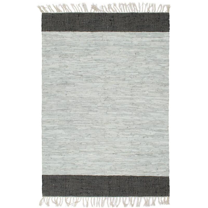 

Alfombra chindi tejida a mano cuero 160x230 cm gris claro/negro - Gris