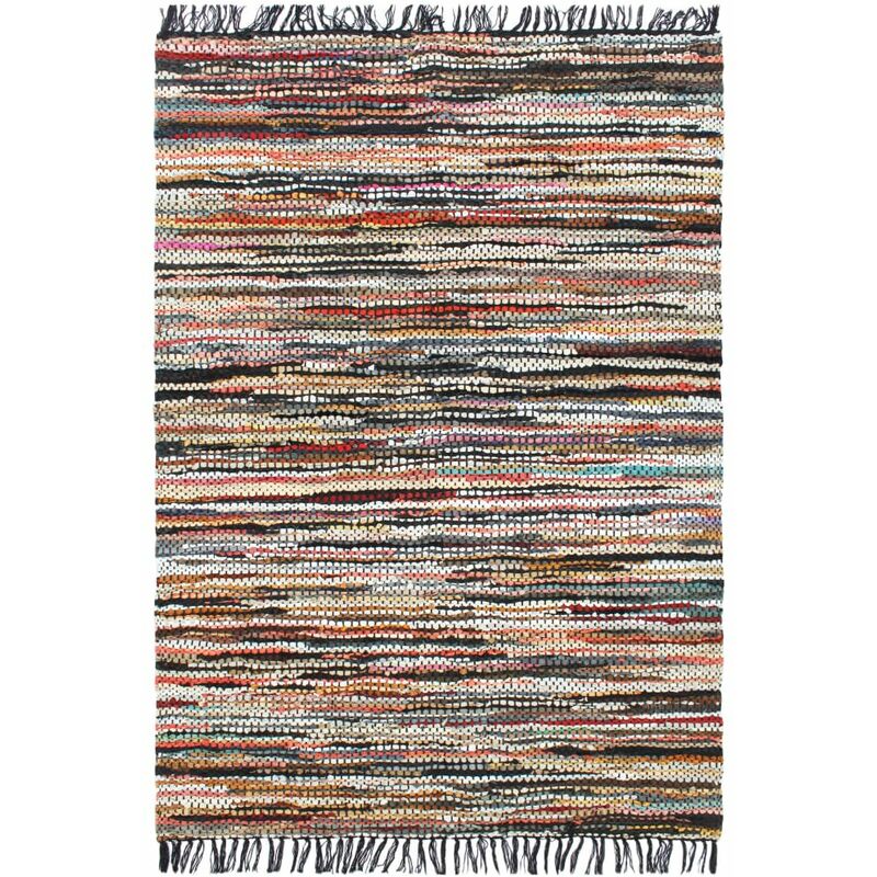 

Alfombra chindi tejida a mano cuero 160x230 cm multicolor
