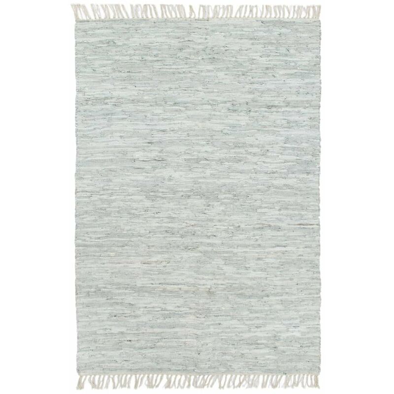 

Alfombra chindi tejida a mano cuero 190x280 cm gris claro