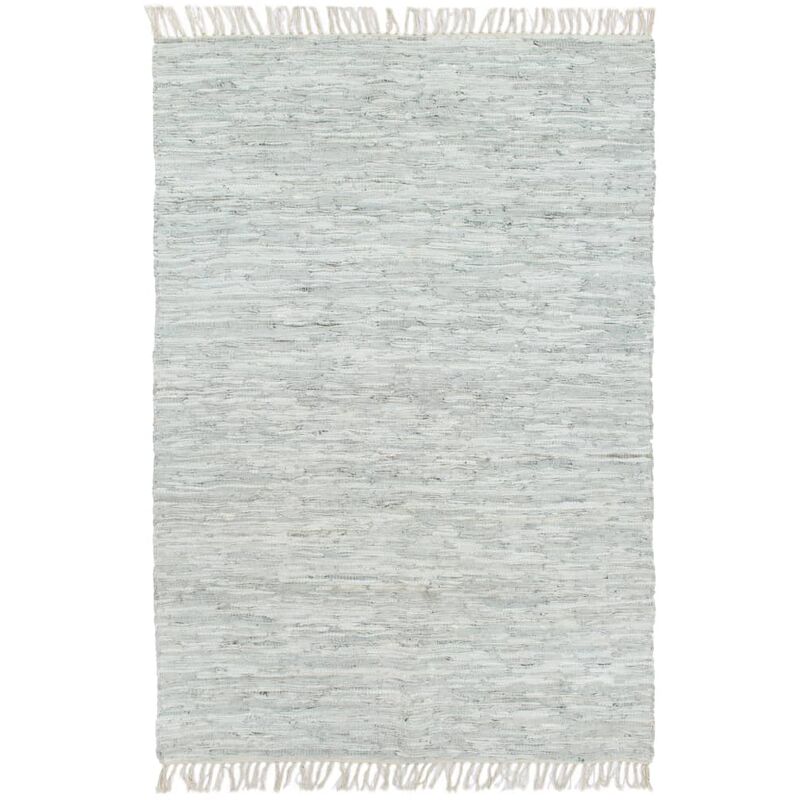 

Alfombra chindi tejida a mano cuero 190x280 cm gris claro